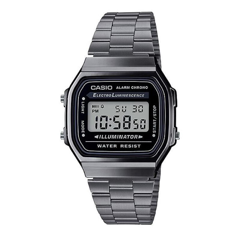 Casio Standard Digital Gray Ion Plated Stainless Steel Band Watch A168WGG-1A Watchspree