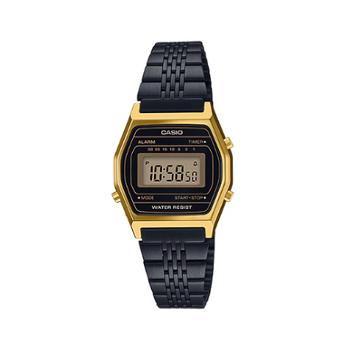 Casio Vintage Standard Digital Black Ion Plated Stainless Steel Band Watch LA690WGB-1D LA690WGB-1 Watchspree