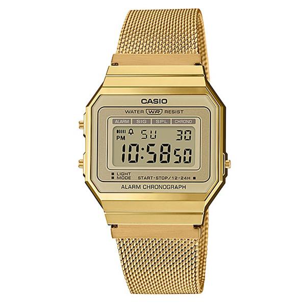 Casio Vintage Standard Digital Gold Ion Plated Stainless Steel Mesh Band Watch A700WMG-9A Watchspree