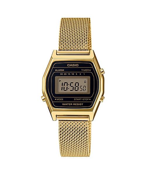 Casio Vintage Standard Digital Gold Tone Stainless Steel Mesh Band Watch LA690WEMY-1D LA690WEMY-1 Watchspree