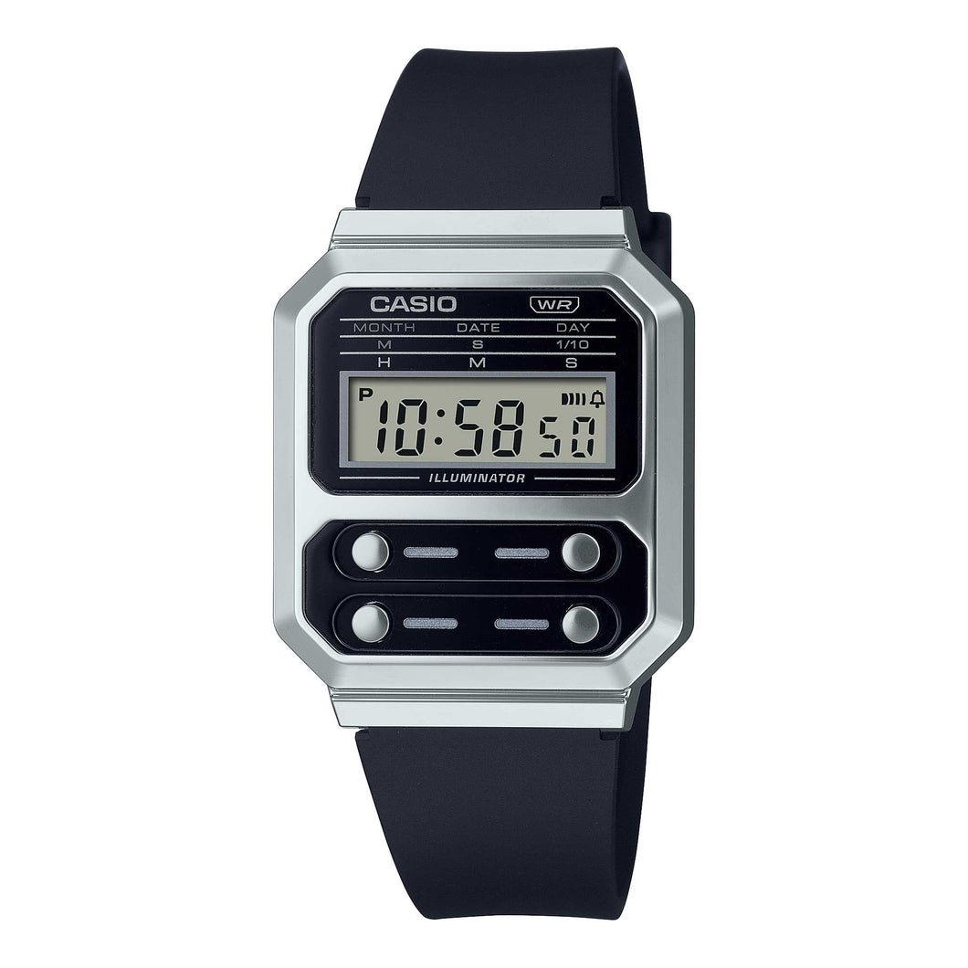 Casio Vintage Style Digital Black Resin Band Watch A100WEF-1A Watchspree