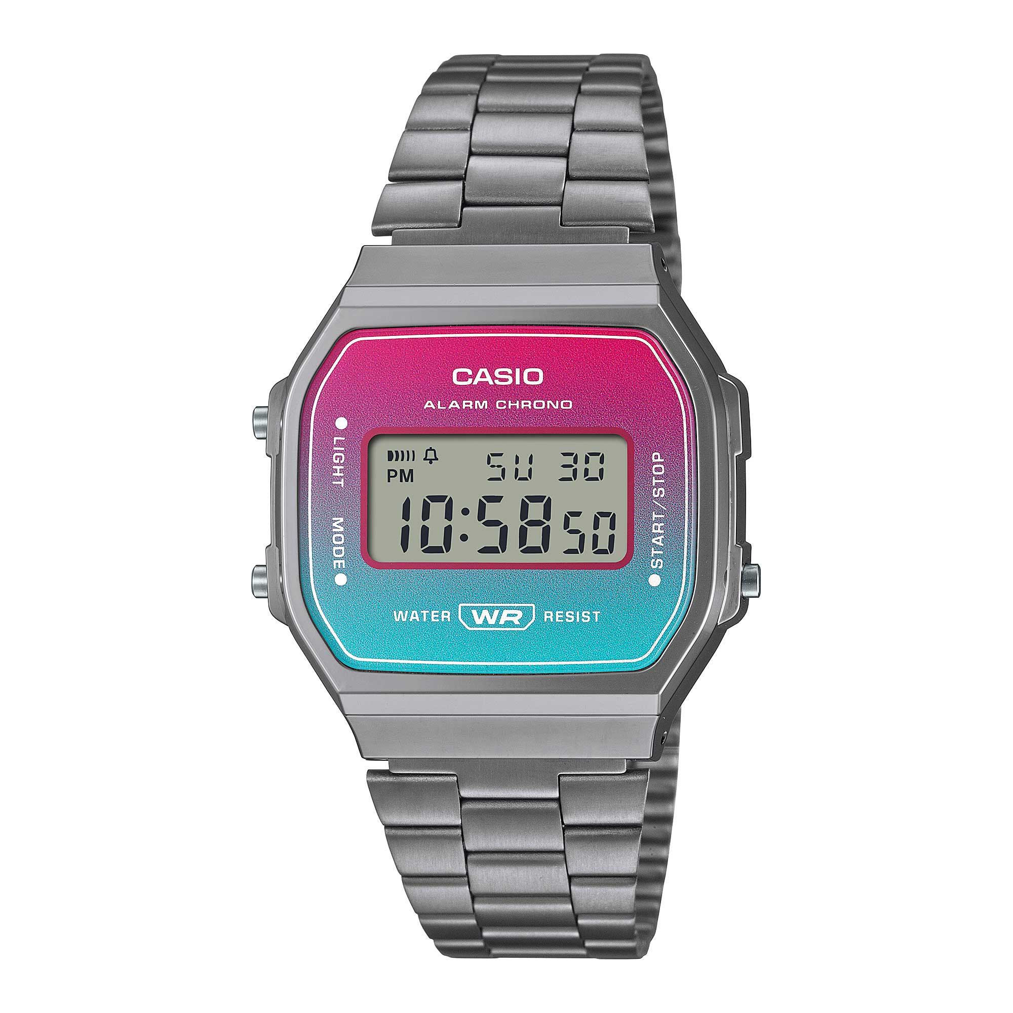 Casio Vintage Style Digital Grey Ion Plated Stainless Steel Band Watch A168WERB-2A Watchspree