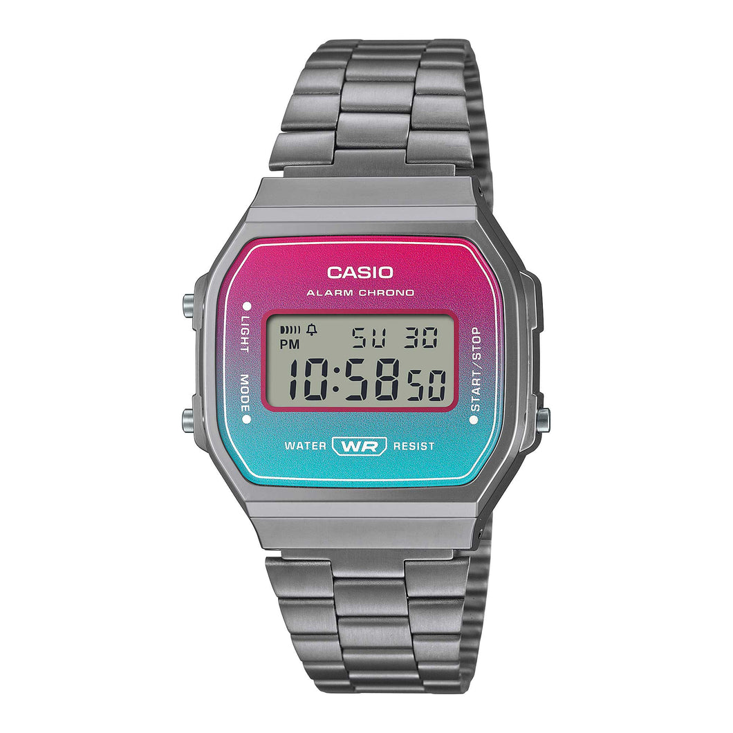 Casio Vintage Style Digital Grey Ion Plated Stainless Steel Band Watch A168WERB-2A Watchspree