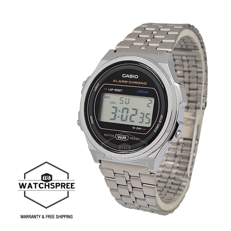 Casio Vintage Style Digital Stainless Steel Band Watch A171WE-1A Watchspree