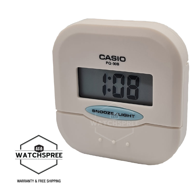 Casio White Resin Table Clock PQ30B-7D PQ-30B-7D PQ-30B-7 Watchspree