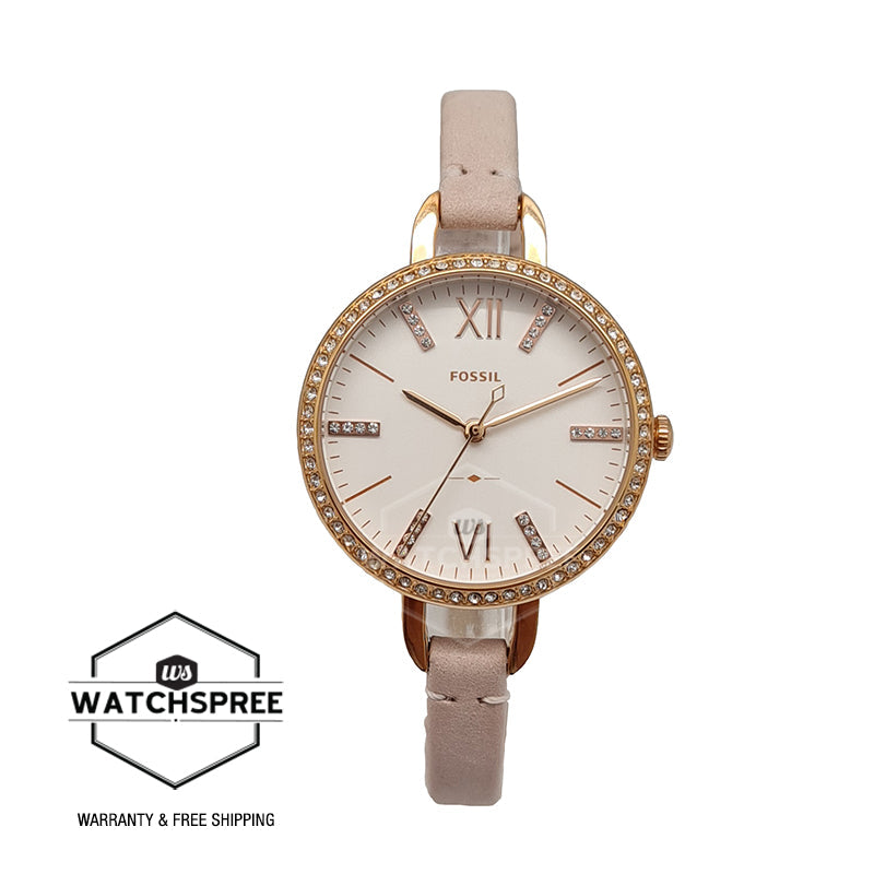 Fossil Ladies' Annette Three-Hand Blush Leather Strap Watch ES4402 Watchspree