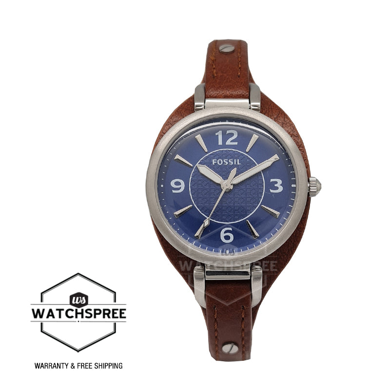 Fossil Ladies' Carlie Three-Hand Brown Leather Watch ES5205 Watchspree