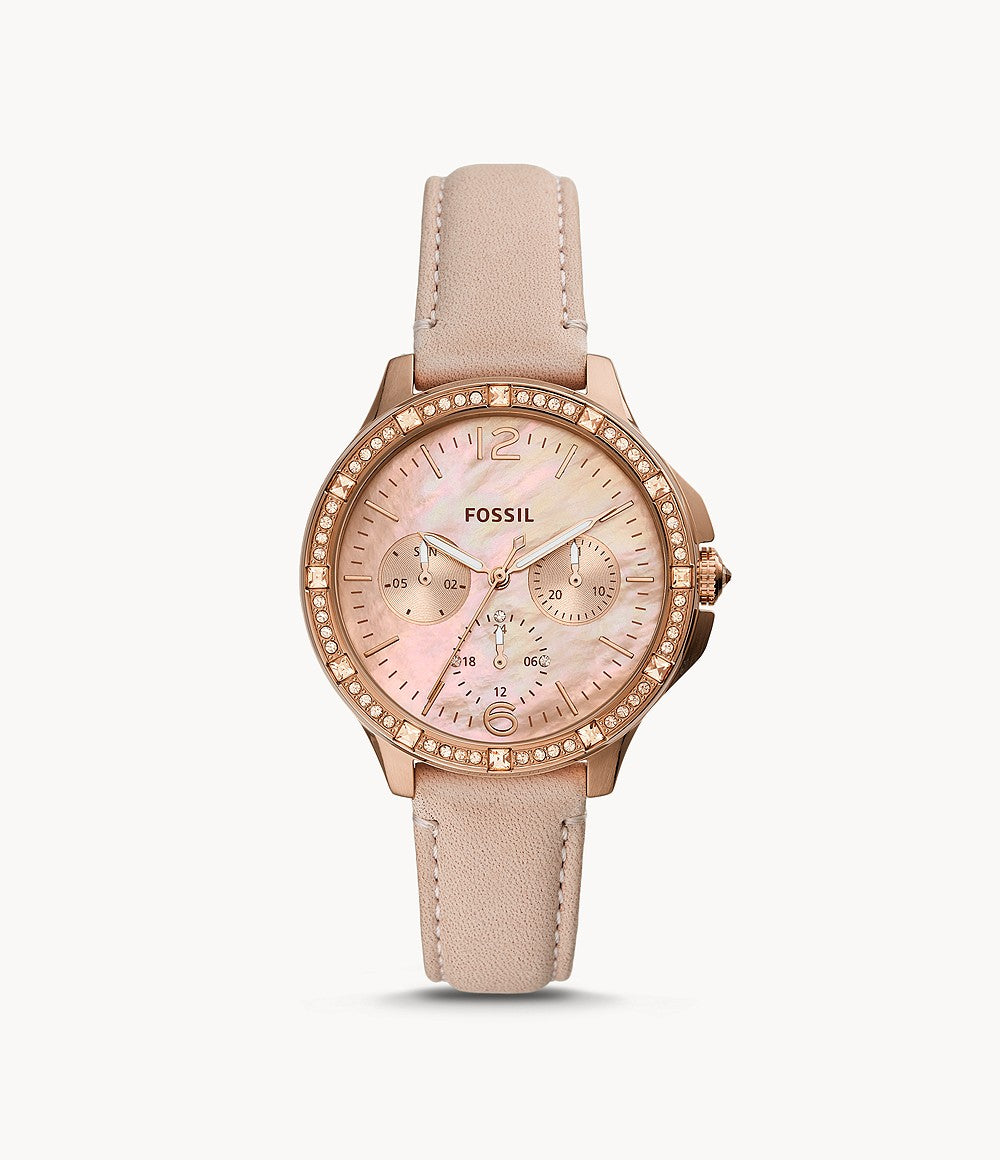 Fossil Ladies' Finley Multifunction Blush Leather Watch ES4790 Watchspree
