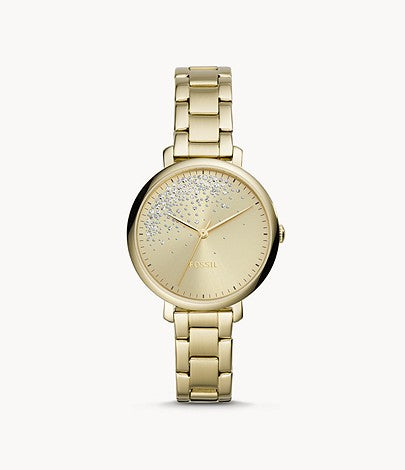 Fossil Ladies' Jacqueline Three-Hand Gold Tone Stainless Steel Watch ES4777 Watchspree