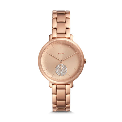 Fossil Ladies' Jacqueline Three-Hand Rose Gold Tone Stainless Steel Watch ES4438 Watchspree