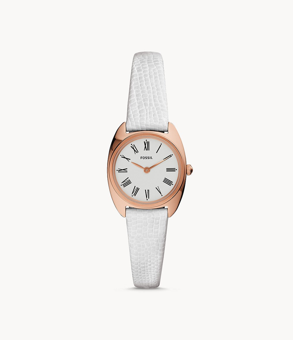 Fossil Ladies' Jude Mini Two Hand White Leather Watch ES4802 Watchspree