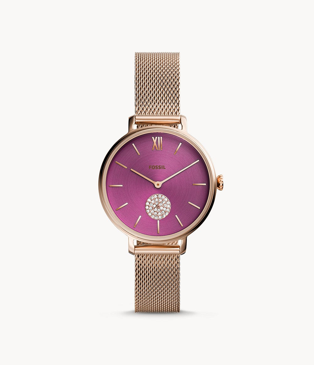 Fossil Ladies' Kalya Three-Hand Rose Gold Tone Stainless Steel Watch ES4843 Watchspree