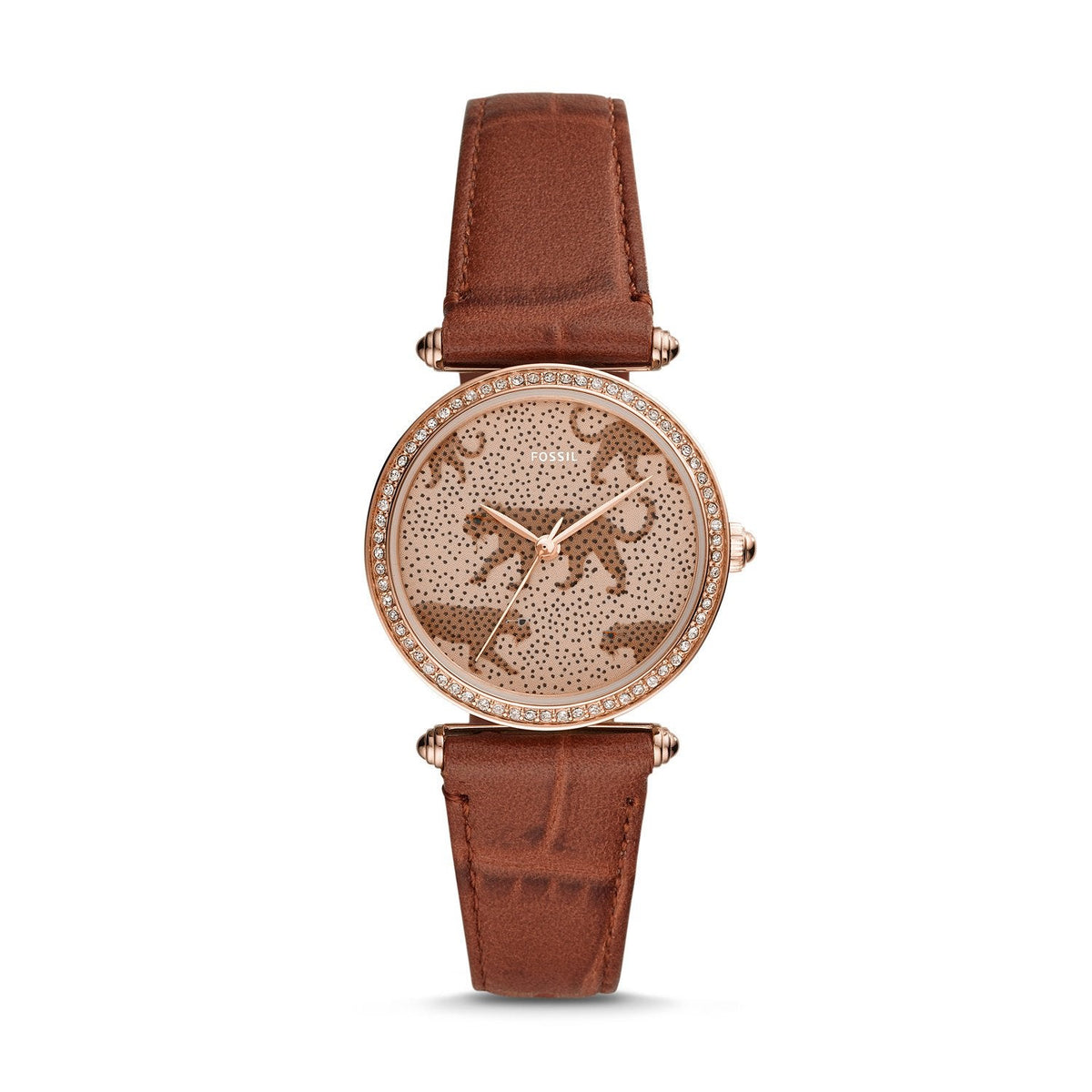Fossil Ladies' Lyric Three-Hand Brown Leather Watch ES4683| Watchspree