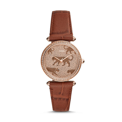 Fossil Ladies' Lyric Three-Hand Brown Leather Watch ES4683 Watchspree
