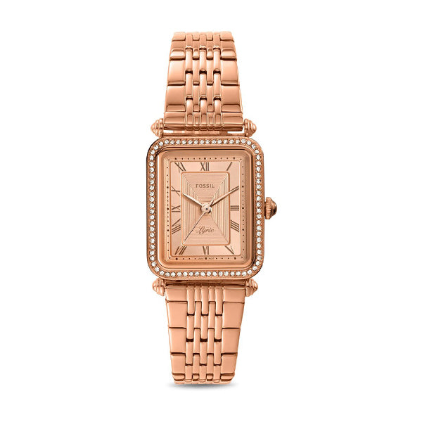 Fossil Ladies'  Lyric Three-Hand Rose Gold-Tone Stainless Steel Watch ES4720 Watchspree