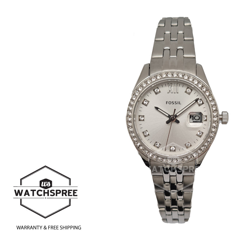 Fossil Ladies' Scarlette Micro Three-Hand Date Stainless Steel Band Watch ES5039 Watchspree