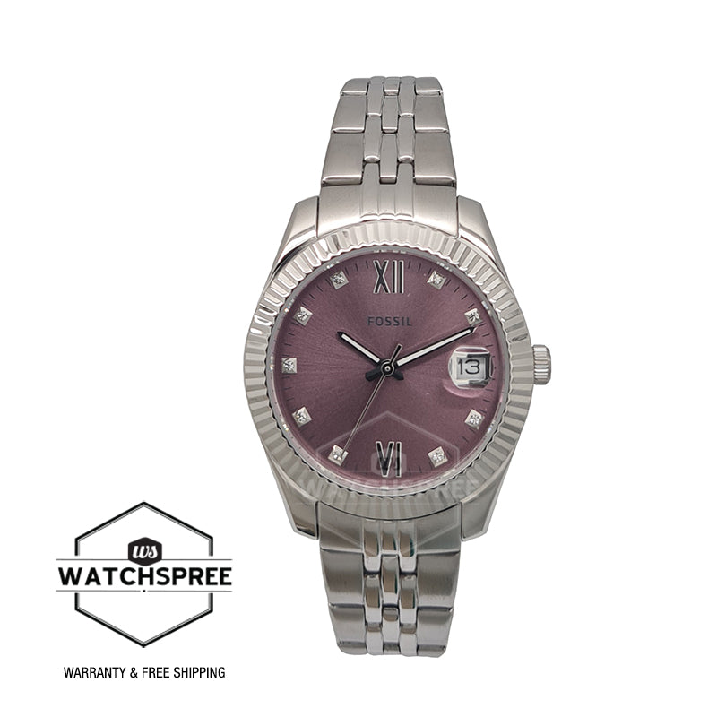 Fossil Ladies' Scarlette Mini Three-Hand Date Stainless Steel Band Watch ES4905 Watchspree