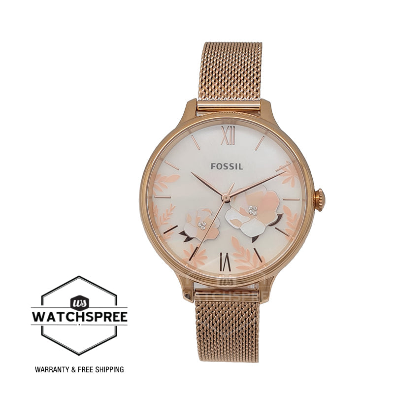 Fossil Ladies' Winnie Three-Hand Rose Gold Tone Stainless Steel Band Watch ES4934 Watchspree