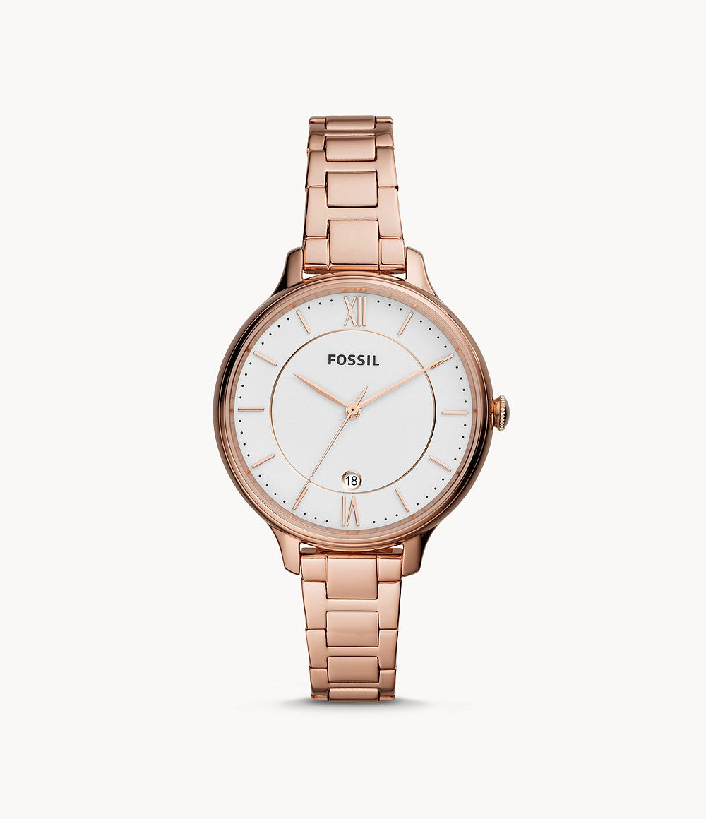Fossil Ladies' Winnie Three-Hand Rose Gold Tone Stainless Steel Watch ES4874 Watchspree