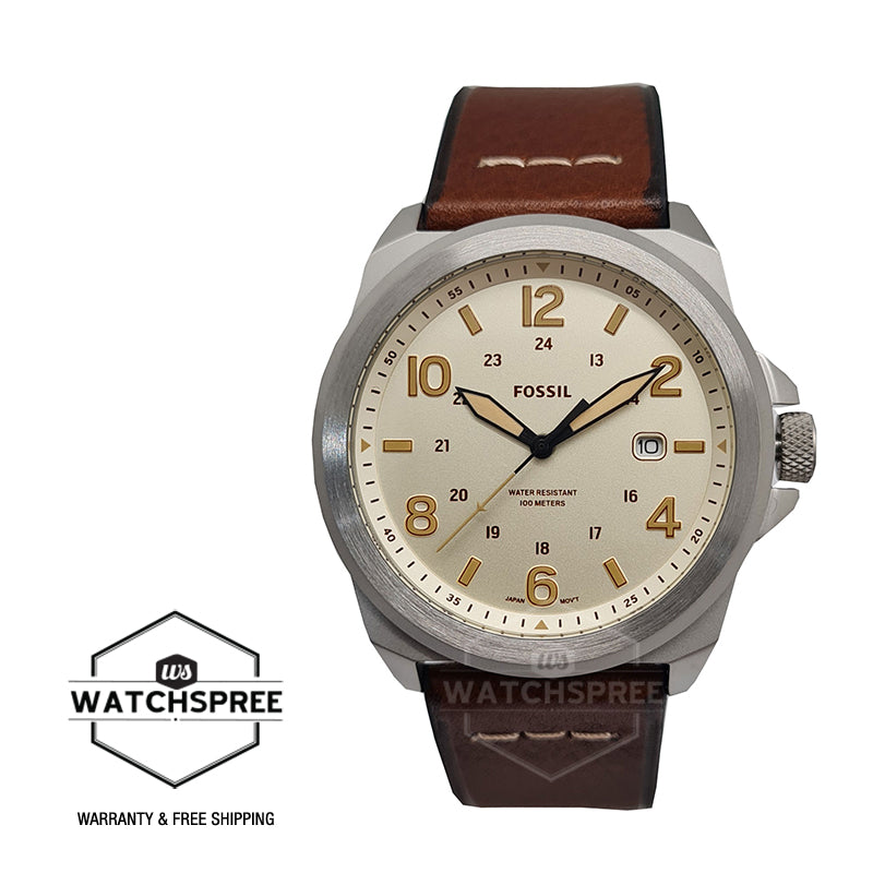 Fossil Men's Bronson Three-Hand Date Medium Brown Eco Leather Watch FS5919 Watchspree
