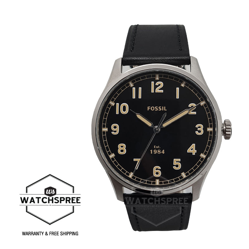 Fossil Men's Dayliner Three-Hand Black Leather Watch FS5926 Watchspree