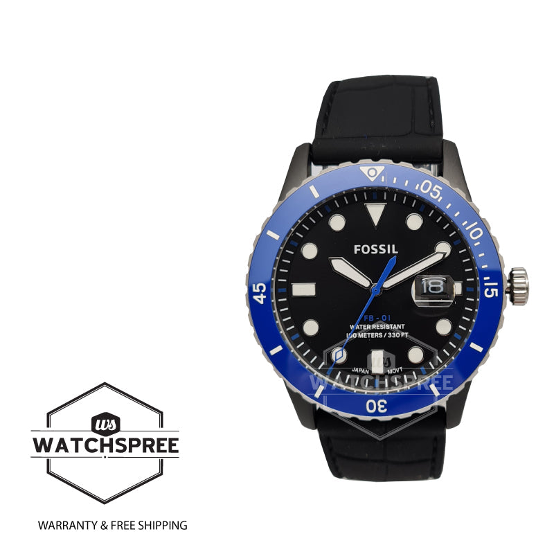 Fossil Men's FB-01 Three-Hand Date Black Silicone Strap Watch CE5023 Watchspree