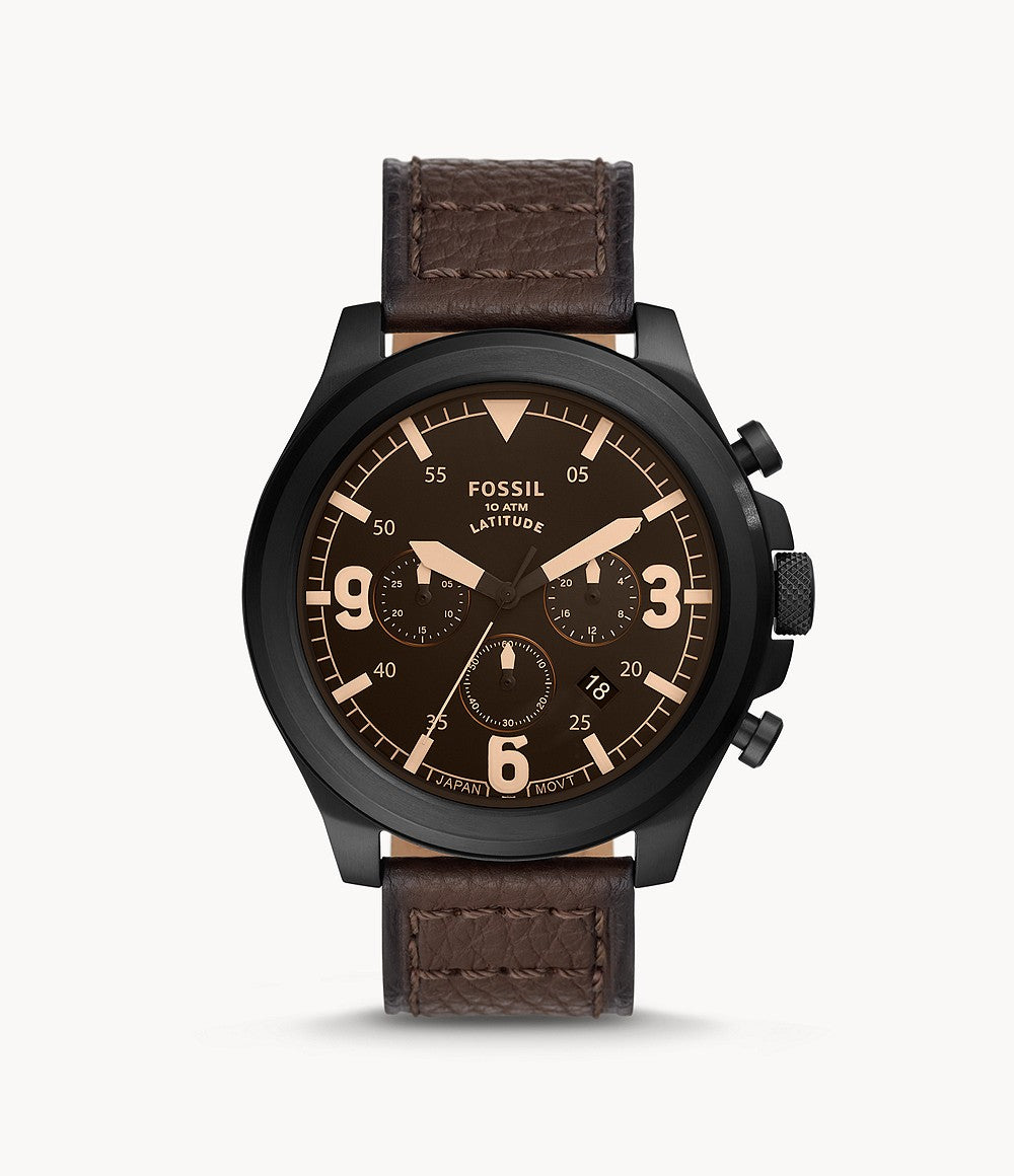Fossil Men's Latitude Chronograph Brown Leather Watch FS5751 Watchspree