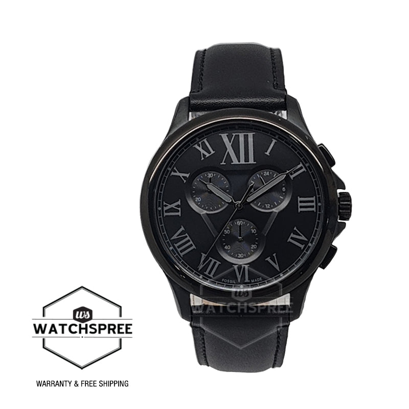 Fossil Men's Monty Chronograph Black Leather Watch FS5641 Watchspree