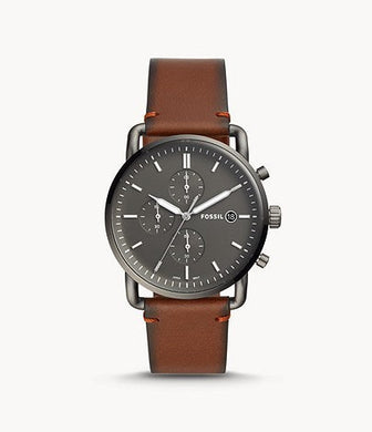Fossil Men's The Commuter Chronograph Amber Leather Watch FS5523 Watchspree