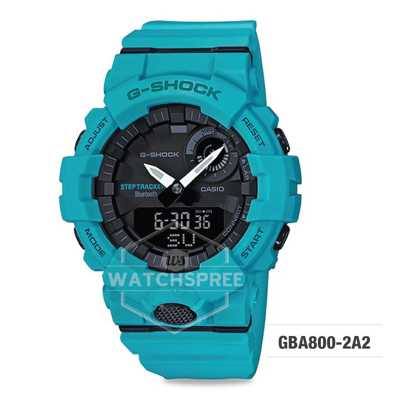 G-Shock G-SQUAD Bluetooth‚Äö√†√∂‚àö√°¬¨¬®‚àö√ú Urban Sports Themed Turquoise Blue Resin Band Watch GBA800-2A2 GBA-800-2A2 Watchspree