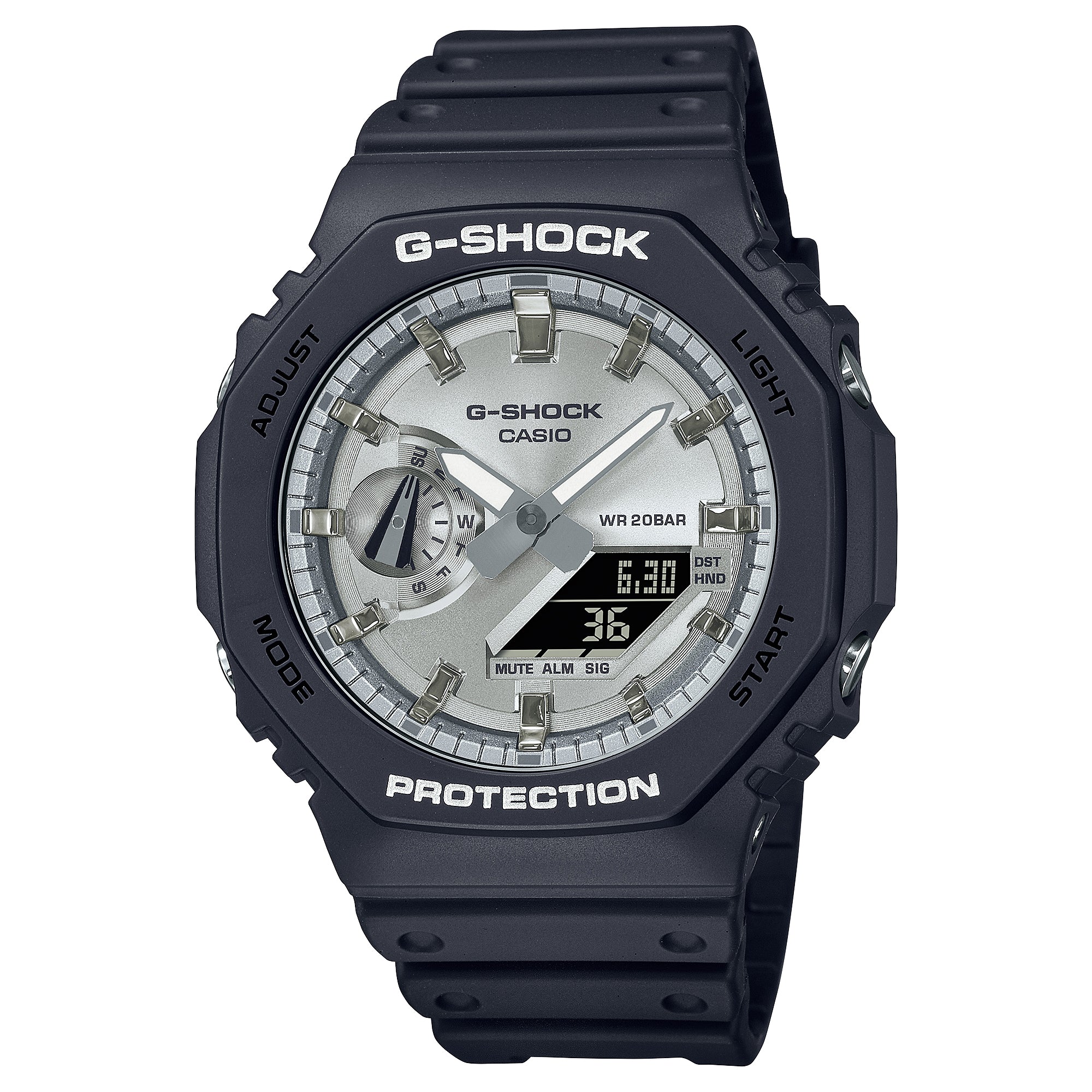 Casio G-Shock GA-2100 Lineup Carbon Core Guard Structure Gold Silver Series Watch GA2100SB-1A GA-2100SB-1A| Watchspree