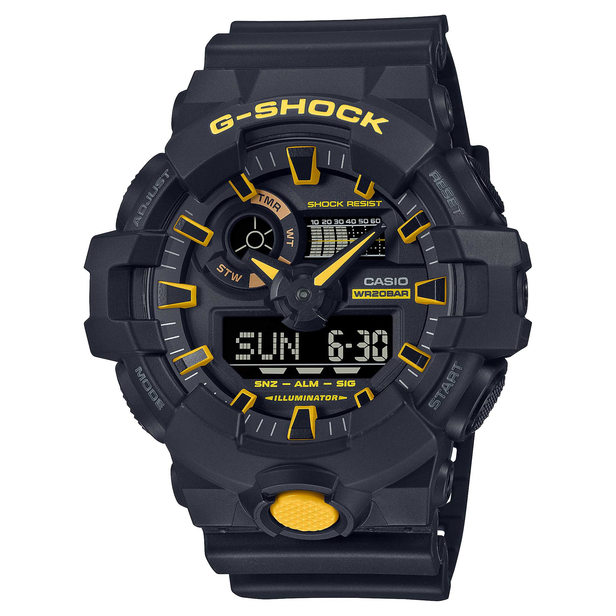 Casio G-Shock GA-700 Lineup Caution Yellow Series Watch GA700CY-1A GA-700CY-1A