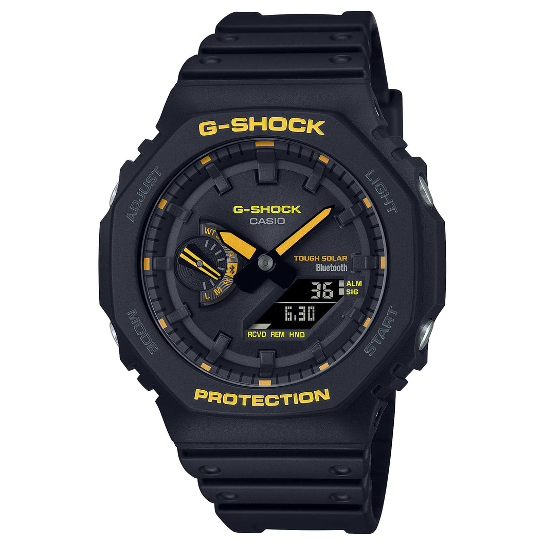 Casio G-Shock GA-2100 Lineup Caution Yellow Series Carbon Core Guard Structure Bluetooth¨ Solar Powered Watch GAB2100CY-1A GA-B2100CY-1A