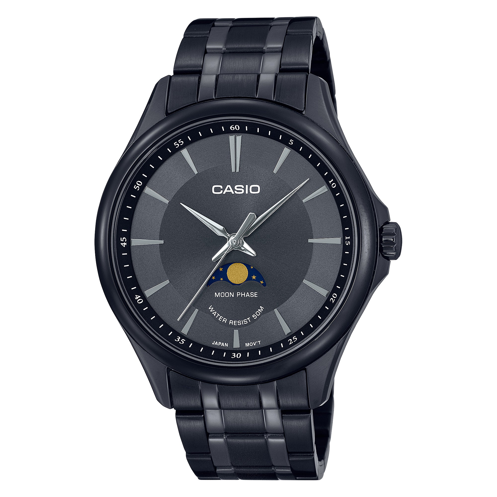 Casio Men's Analog Black Ion Plated Watch MTPM100B-1A MTP-M100B-1A
