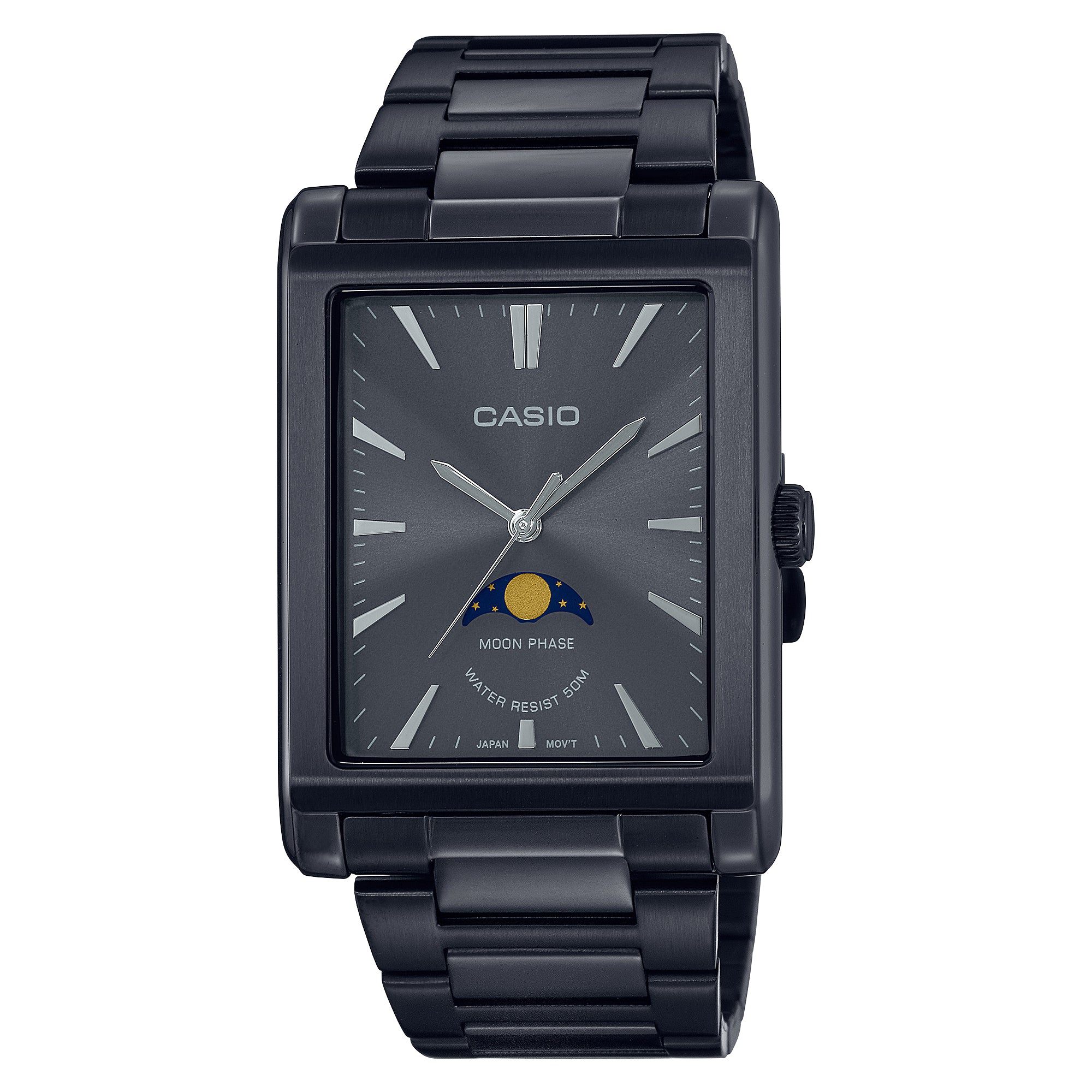 Casio Men's Analog Black Ion Plated Watch MTPM105B-1A MTP-M105B-1A