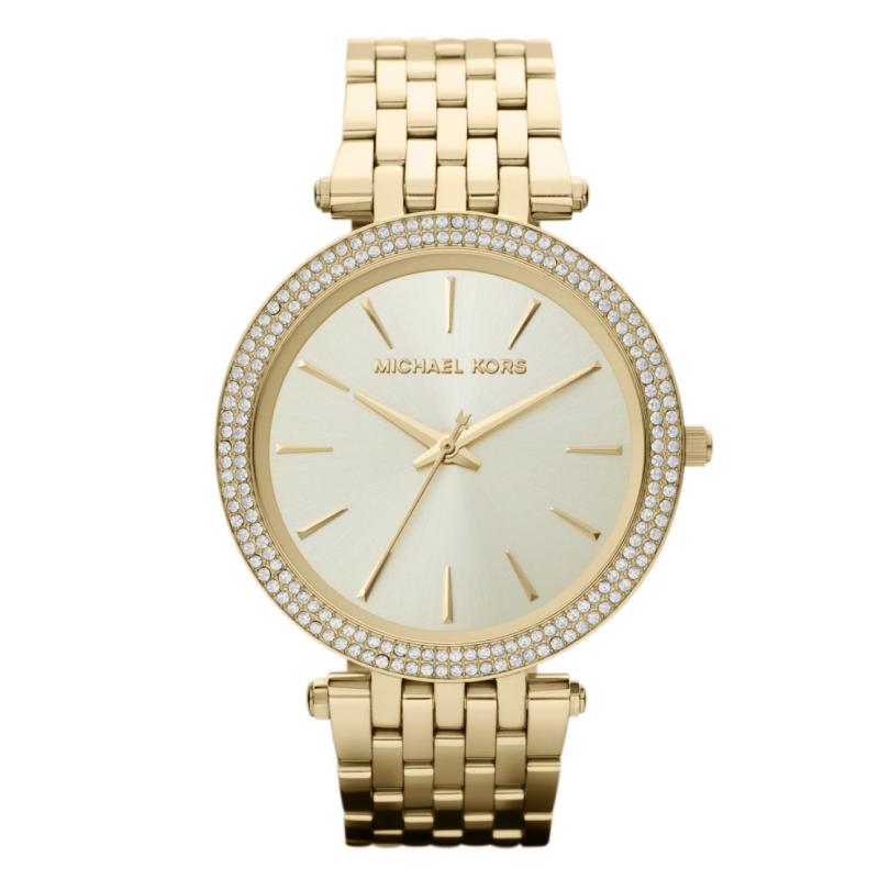 Michael Kors Ladies' Darci Glitz Gold Dial Pave Bezel Watch MK3191 Watchspree