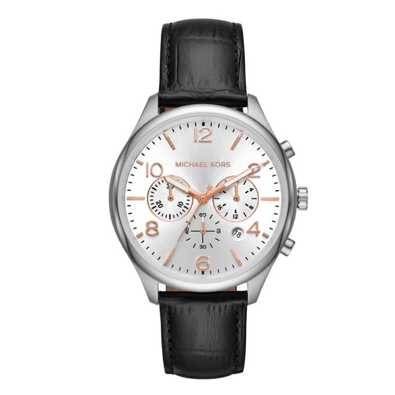 Michael Kors Men's Merrick Chronograph Black Leather Watch MK8635 Watchspree