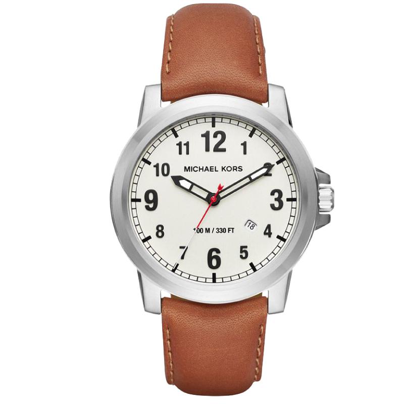 Michael Kors Men's Paxton Light Brown Leather Strap Watch MK8531 Watchspree