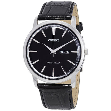 Orient Men's Quartz Black Leather Strap Watch FUG1R002B6 Watchspree