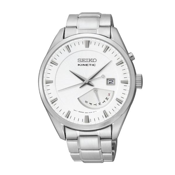 Seiko Men's Kinetic Silver Stainless-Steel Band Watch SRN043P1