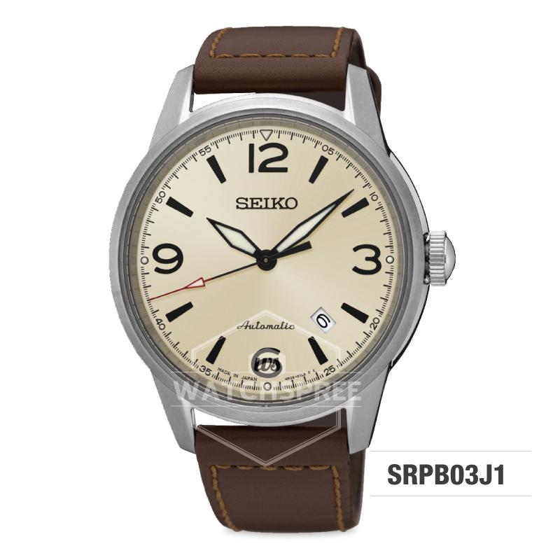 Seiko Presage (Japan Made) Automatic Dark Brown Calf Leather Strap Watch SRPB03J1