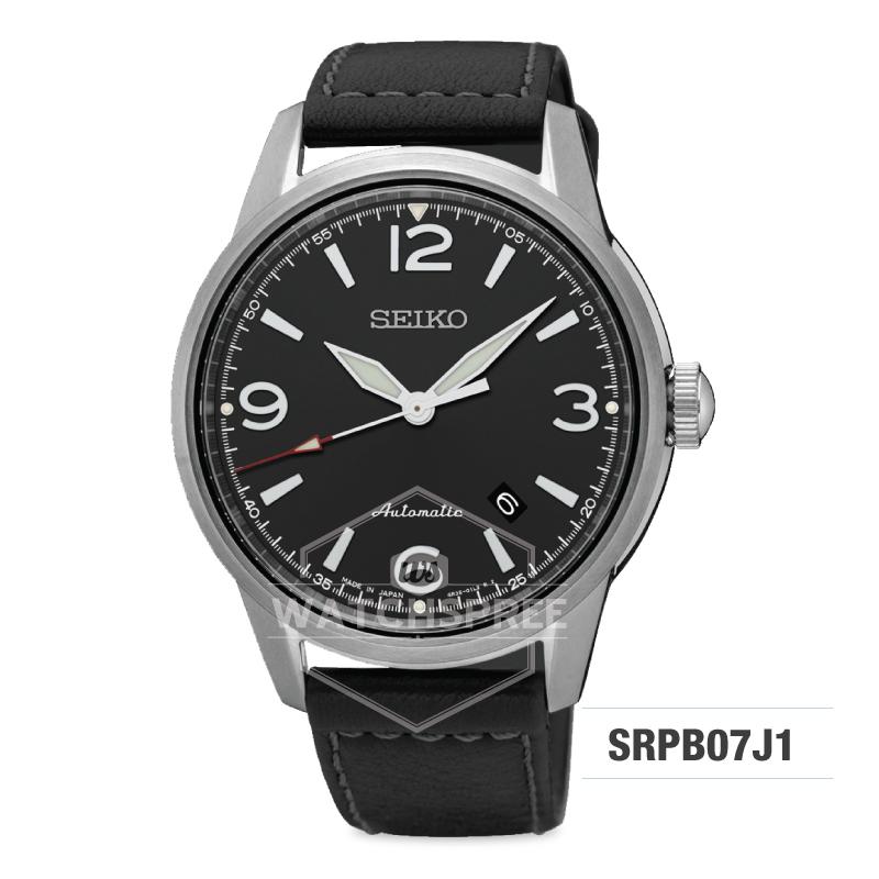 Seiko Presage (Japan Made) Automatic Black Calf Leather Strap Watch SRPB07J1