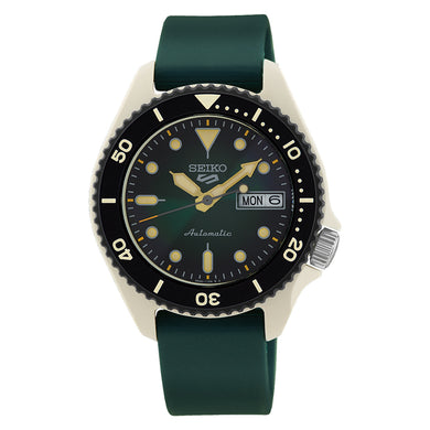 Seiko 5 Sports Automatic Dark Green Silicone Strap Watch SRPG73K1