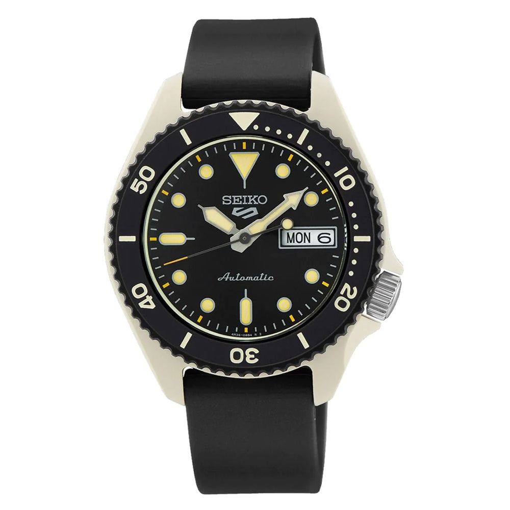 Seiko 5 Sports Automatic Black Silicone Strap Watch SRPG79K1