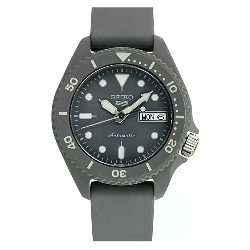Seiko 5 Sports Automatic Dark Grey Silicone Strap Watch SRPG81K1
