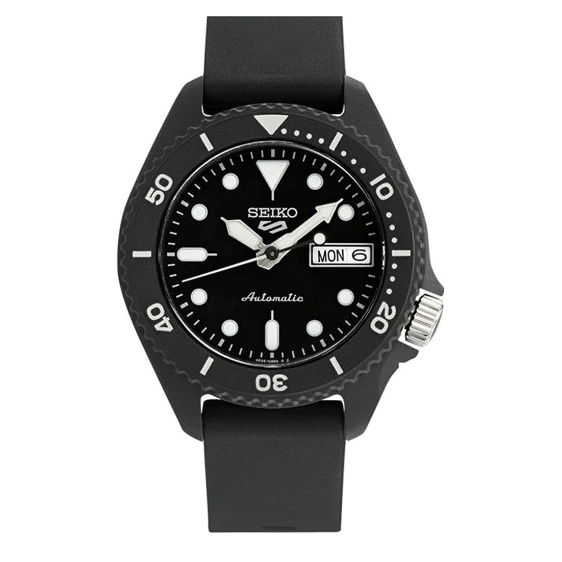 Seiko 5 Sports Automatic Black Silicone Strap Watch SRPG87K1