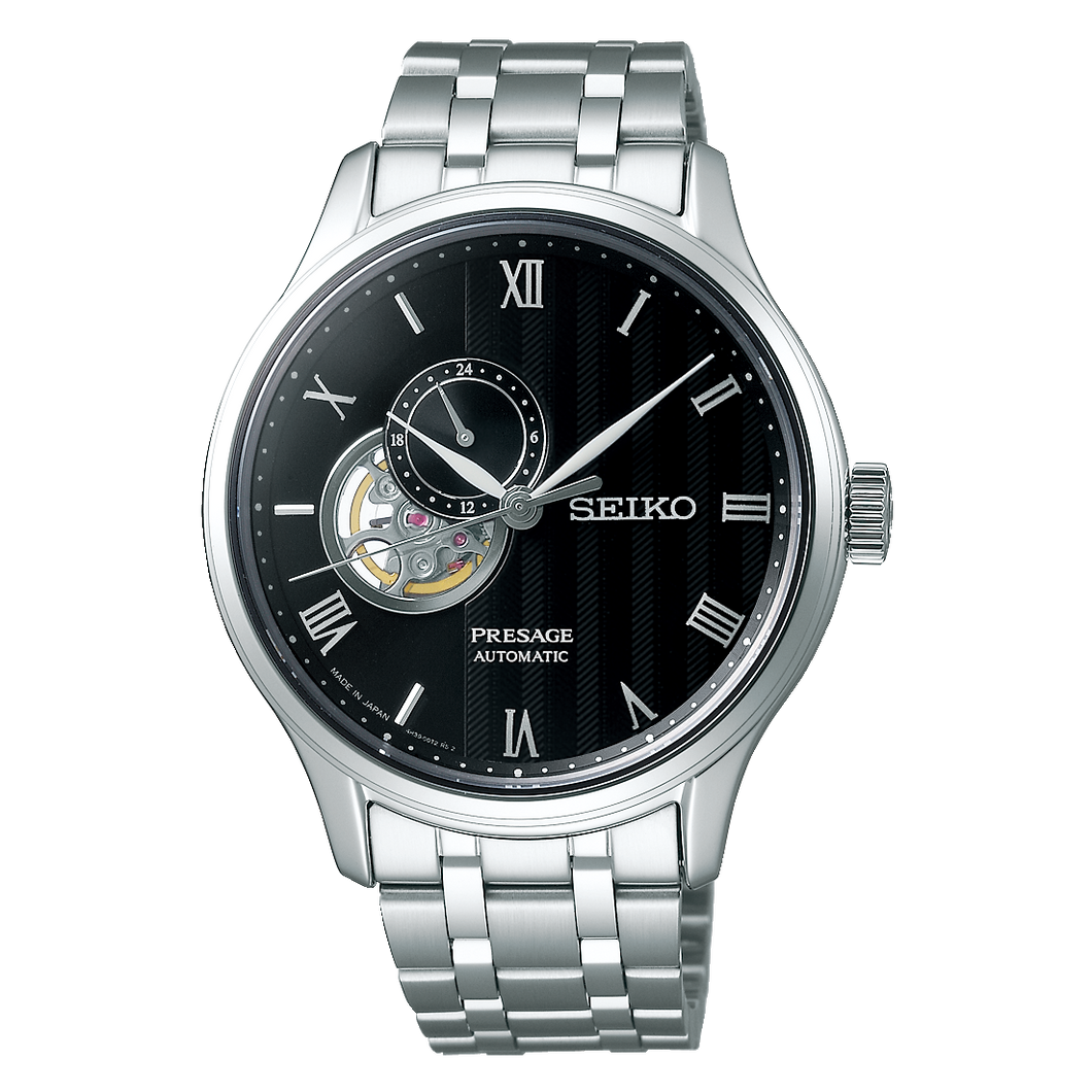 Seiko Presage (Japan Made) Open Heart Automatic Silver Stainless Steel Band Watch SSA377J1