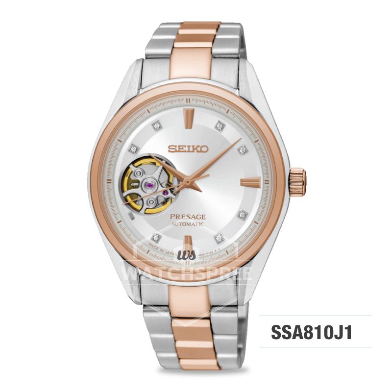 Seiko Presage (Japan Made) Swarovski Crystal Open Heart Automatic Two-tone Stainless Steel Band Watch SSA810J1