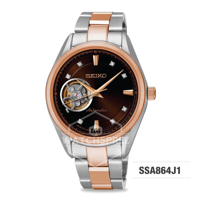 Seiko Presage (Japan Made) Swarovski Crystal Open Heart Automatic Two-tone Stainless Steel Band Watch SSA864J1
