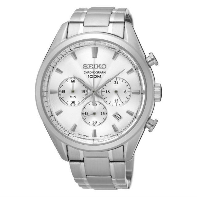 Seiko Men's Chronograph Silver Stainless Steel Band Watch SSB221P1